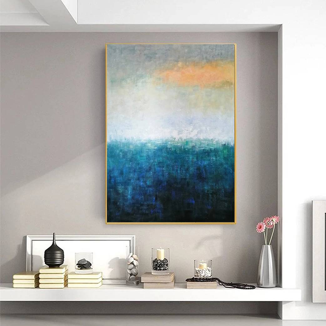 Navy Deep Yellow Abstract Canvas Artwork V8CEB wall art